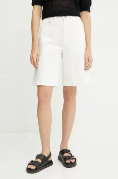 Ivy Oak pantaloni scurti jeans PIRI femei, culoarea alb, uni, high waist, IO115209 imagine