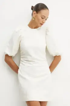 Ivy Oak rochie din amestec de lana culoarea bej, mini, drept, IO117654 imagine