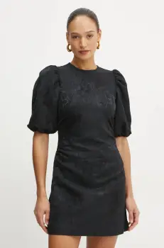 Ivy Oak rochie din amestec de lana culoarea negru, mini, drept, IO117654 imagine