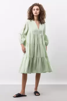 Ivy & Oak rochie din in culoarea verde, mini, evazati imagine
