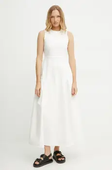 Ivy Oak rochie jeans MARCA ANN culoarea bej, maxi, evazati, IO117661 imagine