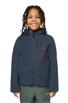 Jack Wolfskin bluza copii ICE CURL HOOD culoarea negru, cu gluga, uni imagine