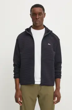 Jack Wolfskin bluza Mogari barbati, culoarea albastru marin, cu gluga, neted, A63849 imagine