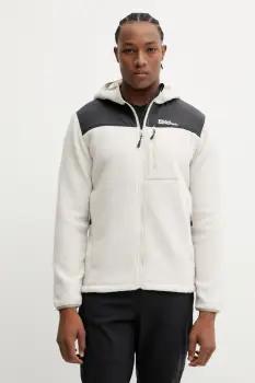 Jack Wolfskin hanorac KAMMWEG PILE culoarea bej, cu gluga, uni, 1711271 imagine