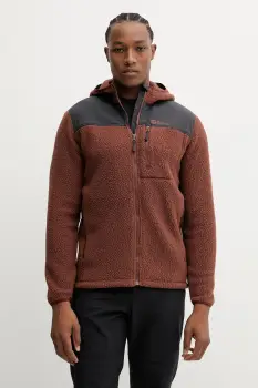 Jack Wolfskin hanorac KAMMWEG PILE culoarea maro, cu gluga, uni, 1711271 imagine