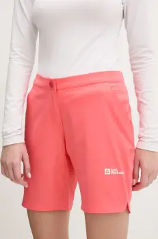 Jack Wolfskin pantaloni scurti outdoor Hiking Alpine culoarea roz, neted, medium waist, 1509141 imagine