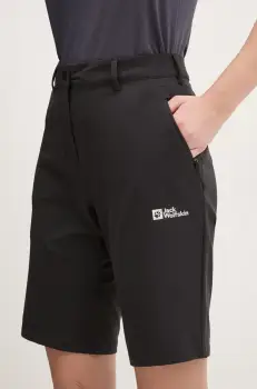 Jack Wolfskin pantaloni scurti outdoor Pico Trail culoarea negru, neted, high waist, A63909 imagine