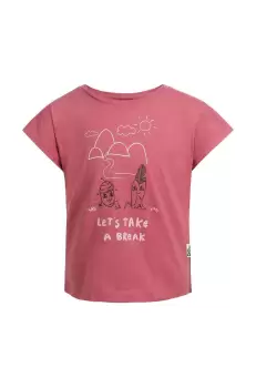 Jack Wolfskin tricou de bumbac pentru copii TAKE A BREAK culoarea roz imagine