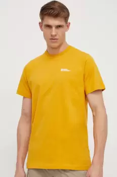 Jack Wolfskin tricou din bumbac barbati, culoarea galben, neted imagine