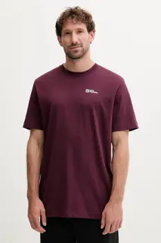 Jack Wolfskin tricou din bumbac Essential culoarea bordo, uni, 1808382 imagine