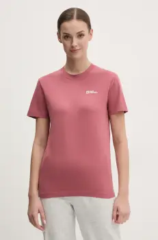 Jack Wolfskin tricou din bumbac femei, culoarea roz imagine