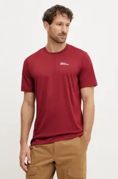 Jack Wolfskin tricou sport Delgami culoarea bordo, neted, 1809811 imagine