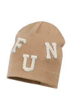 Jamiks caciula copii MADONNA culoarea maro, din tesatura neteda, JWH070 imagine