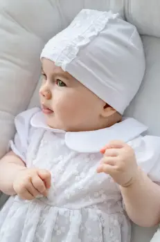 Jamiks caciula copii MAISIE culoarea alb, din tesatura neteda, JLH004 imagine