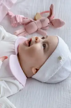 Jamiks caciula copii MUS culoarea alb, din tesatura neteda, JWH045 imagine