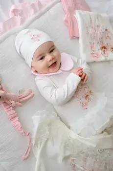 Jamiks caciula copii TEONA culoarea bej, din tesatura neteda, JLH041 imagine