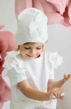 Jamiks caciula de bumbac pentru copii MARTINA culoarea bej, bumbac, din tesatura neteda, JWH060 imagine