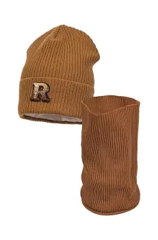 Jamiks caciula si fular copii WESLEY culoarea maro, JZH257 imagine