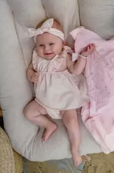 Jamiks rochie din bumbac pentru bebelusi culoarea portocaliu, mini, evazati imagine
