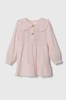 Jamiks rochie din bumbac pentru bebelusi culoarea roz, midi, evazati imagine