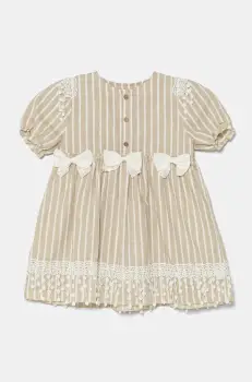 Jamiks rochie din in pentru copii NAZANI II culoarea bej, mini, evazati, JLH164 imagine