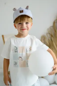 Jamiks sapca din bumbac pentru copii ANASTAZY culoarea bej, cu imprimeu, JLH108 imagine