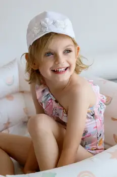 Jamiks sapca din bumbac pentru copii ENOLA culoarea alb, cu imprimeu, JLH056 imagine