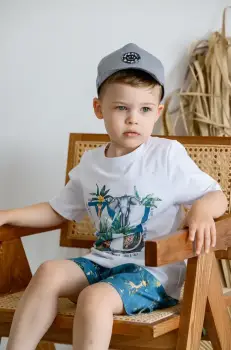 Jamiks sapca din bumbac pentru copii OMER culoarea gri, cu imprimeu, JLH101 imagine