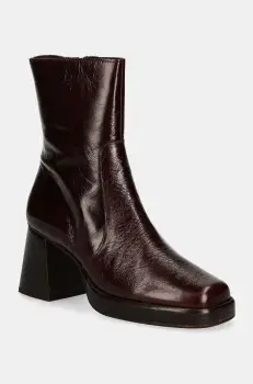 Jonak cizme de piele BRIGAND CUIR BRILLANT femei, culoarea bordo, cu toc drept, 6001340 imagine