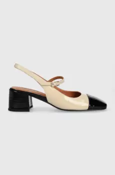 Jonak pantofi de piele DOUMY VERNIS culoarea bej, cu toc drept, cu toc deschis, 3400169 imagine