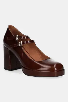 Jonak pantofi de piele VERITE culoarea bordo, cu toc drept, 3200422 imagine