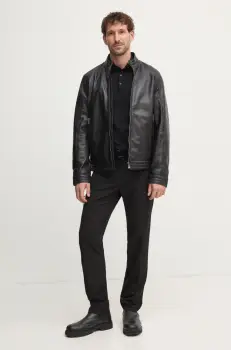 Joop! geaca de piele barbati, culoarea negru, de tranzitie, 80000718 2620019 imagine