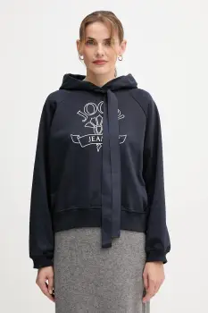 Joop! hanorac de bumbac culoarea negru, cu gluga, cu imprimeu, 30046176 imagine