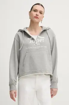 Joop! hanorac de bumbac femei, culoarea gri, cu gluga, cu imprimeu, 30046271 imagine