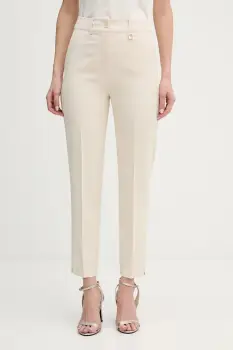 Joop! pantaloni culoarea bej, fason tigareta, high waist, 30100482 imagine