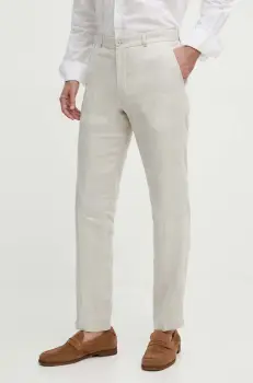 Joop! pantaloni din in Hank culoarea bej, cu fason chinos, 30042198 10017599 imagine