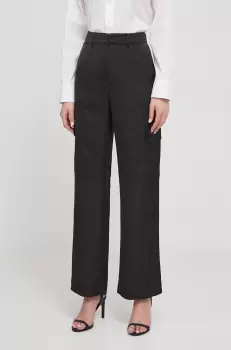 Joop! pantaloni femei, culoarea negru, fason cargo, high waist imagine