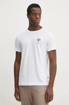 Joop! tricou din bumbac barbati, culoarea alb, cu imprimeu, 30044674 imagine