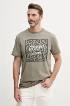 Joop! tricou din bumbac culoarea bej, cu imprimeu, 30041619 imagine