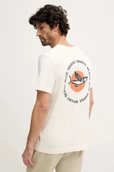 Joop! tricou din bumbac culoarea bej, cu imprimeu, 30100514 imagine