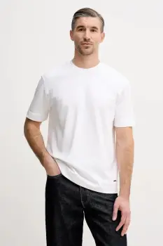 Joop! tricou din bumbac culoarea bej, uni, 30042457 imagine