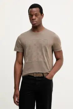 Joop! tricou din bumbac culoarea maro, cu imprimeu, 30047429 imagine