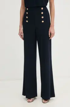 Joseph Ribkoff pantaloni femei, culoarea albastru marin, lat, high waist, 251028 imagine