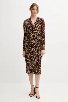 Joseph Ribkoff rochie culoarea maro, midi, evazati, 253091 imagine