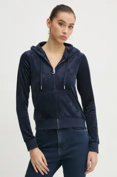 Juicy Couture bluza din velur culoarea albastru marin, cu gluga, modelator, JCWAS125302 imagine