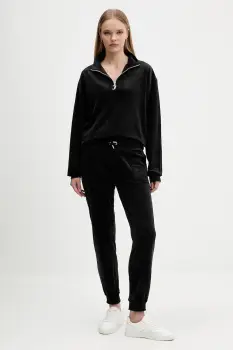 Juicy Couture bluza din velur culoarea negru, uni, JCBAS224810 imagine