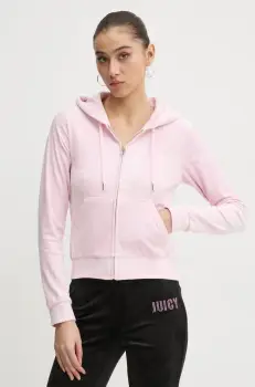 Juicy Couture bluza din velur culoarea roz, cu gluga, modelator, JCWAS125302 imagine