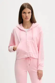 Juicy Couture bluza din velur culoarea roz, cu gluga, uni, JCWAS225310 imagine