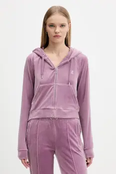 Juicy Couture bluza din velur culoarea violet, cu gluga, uni, JCWAS225306 imagine