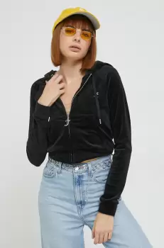 Juicy Couture bluza femei, culoarea negru, cu gluga, cu imprimeu imagine